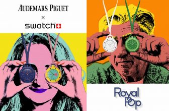 Royal Pop Taschenuhr von Swatch und Audemars Piguet, Kollage mit Ilaria Resta und Nick Hayek